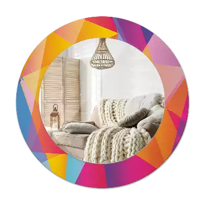 Spiegel mit bedrucktem Rahmen rund Geometrische Komposition