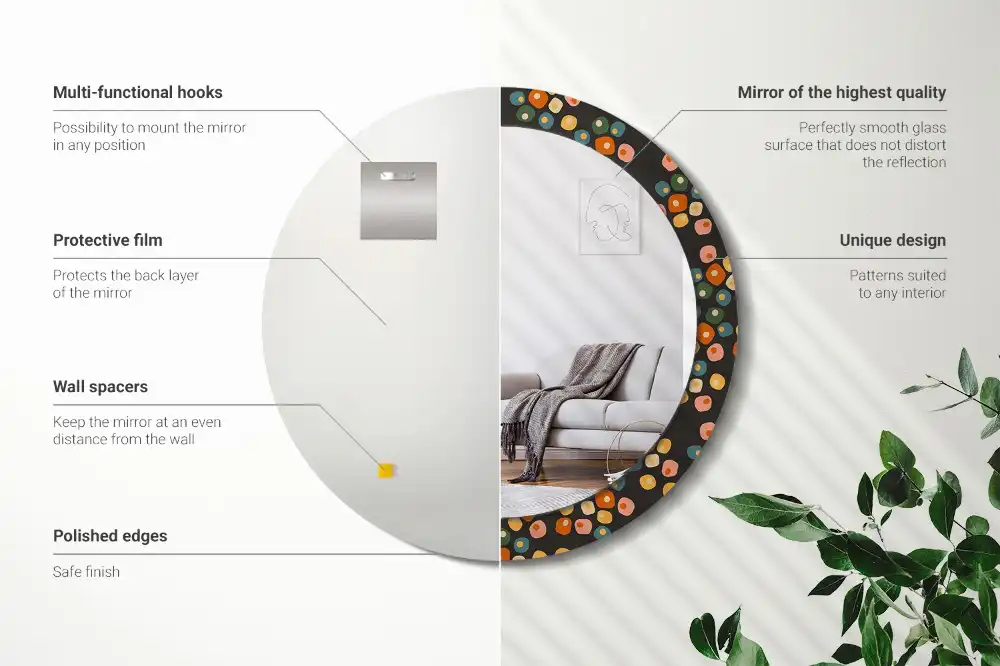 Spiegel rund Blumenpunkte