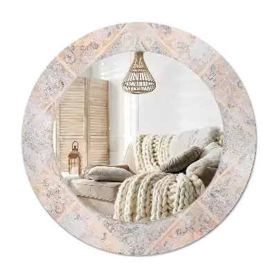 Spiegel mit bedrucktem Rahmen rund Abgegriffene Fliesen