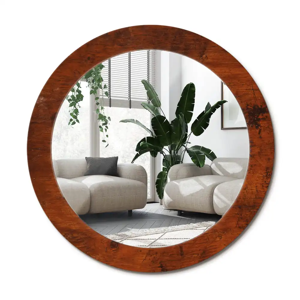 Runden spiegel Natürliches Holz