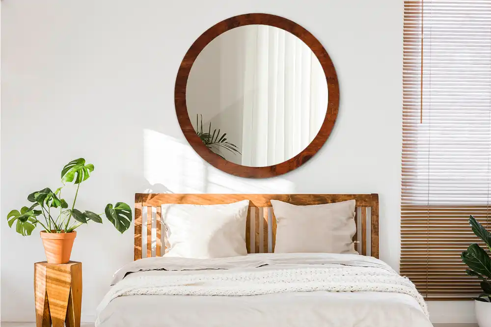 Runden spiegel Natürliches Holz