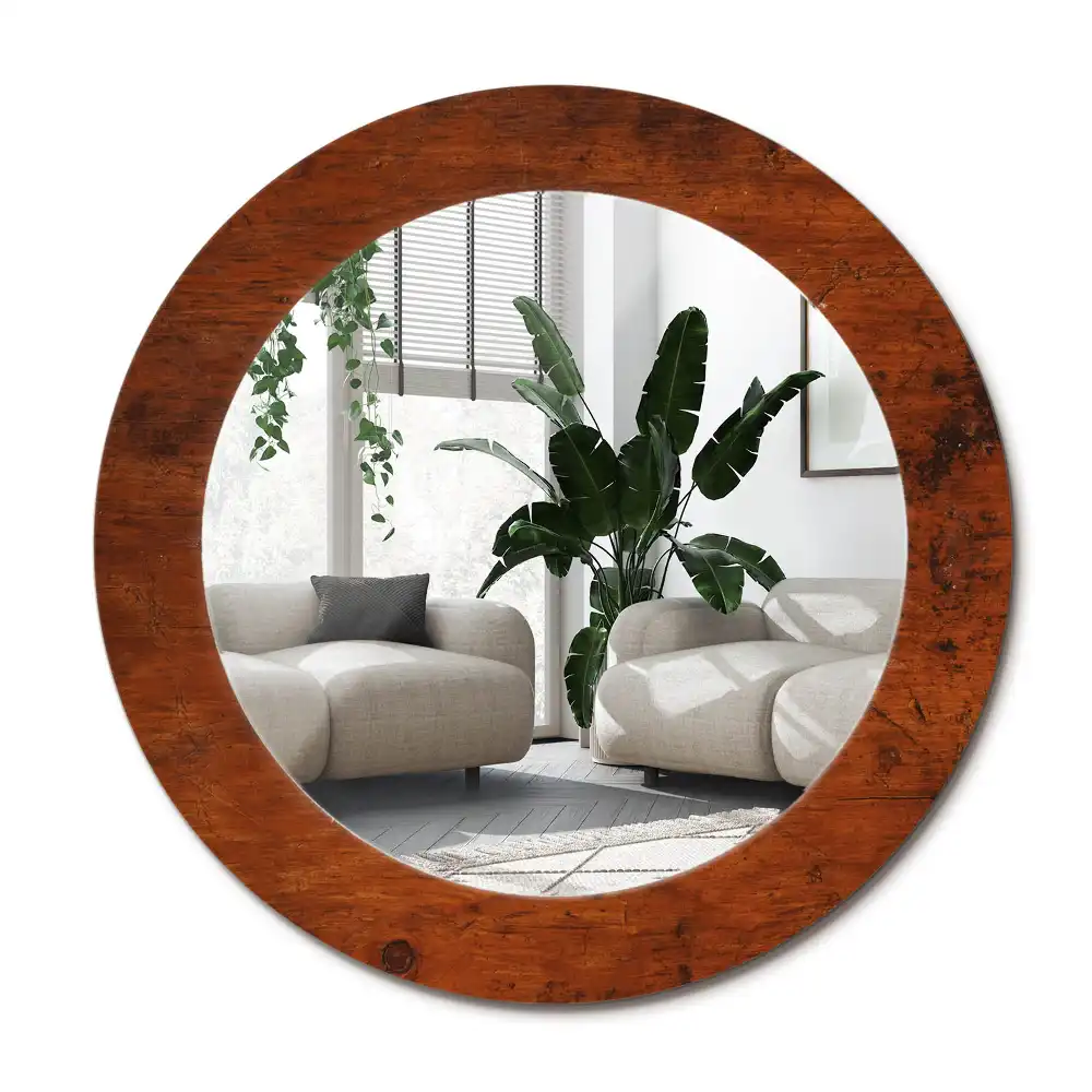 Runden spiegel Natürliches Holz