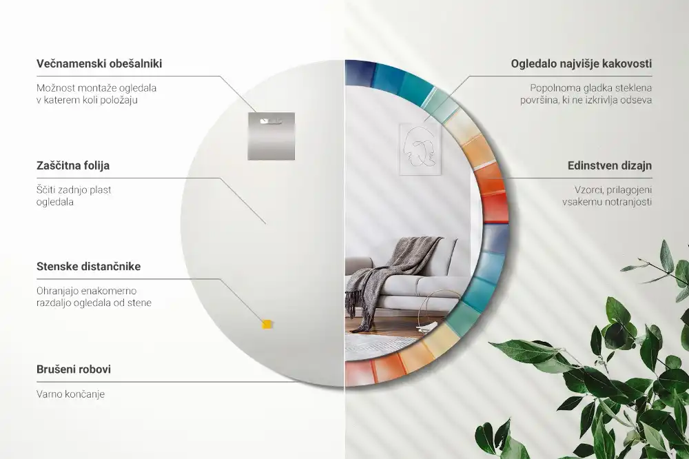 Spiegel rund Bunte Strahlenfliesen