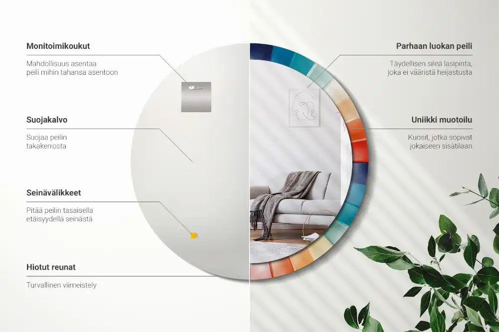 Spiegel rund Bunte Strahlenfliesen