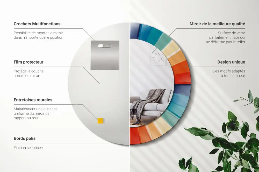 Spiegel rund Bunte Strahlenfliesen