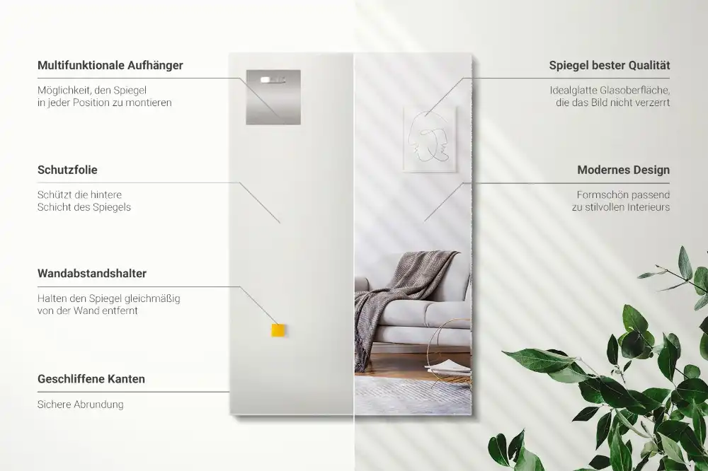 Spiegel rechteckig rahmenlos modern