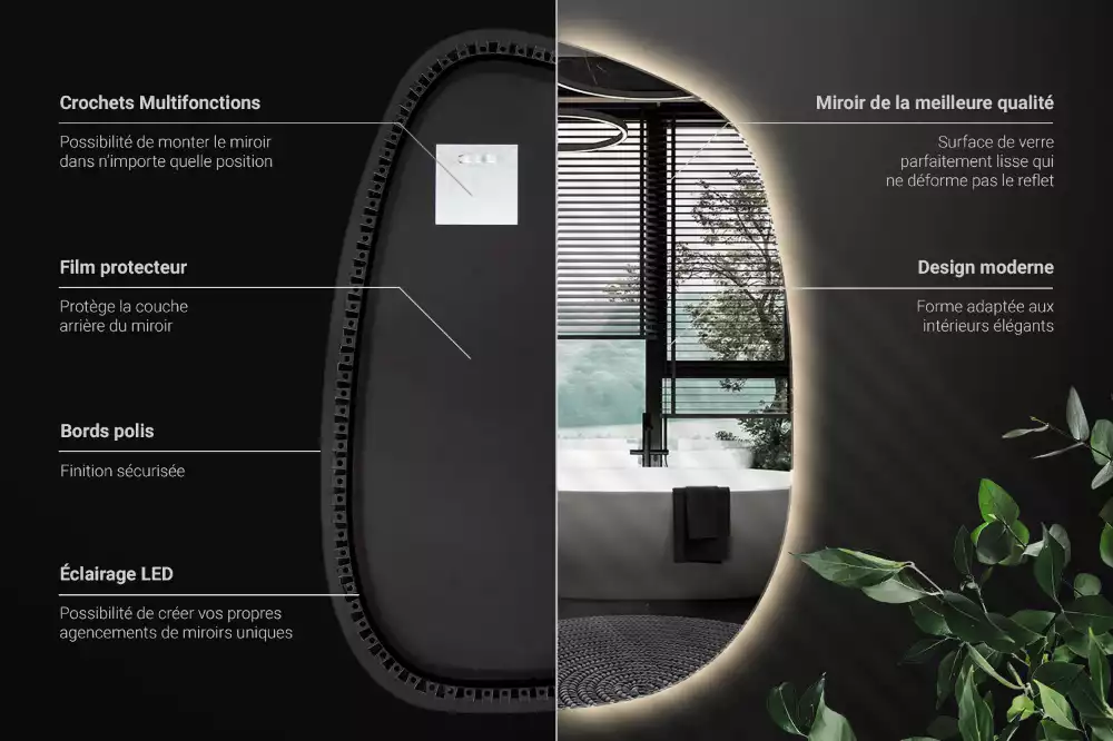 Led spiegel organisch ohne Rahmen