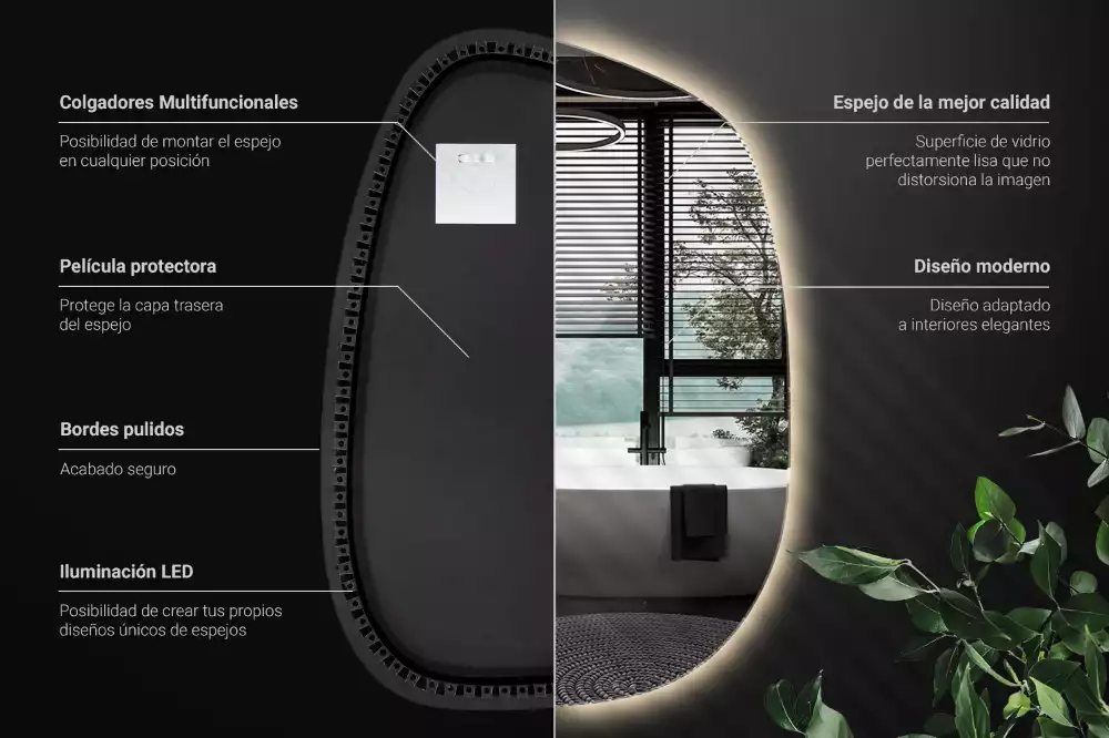 Led spiegel organisch ohne Rahmen