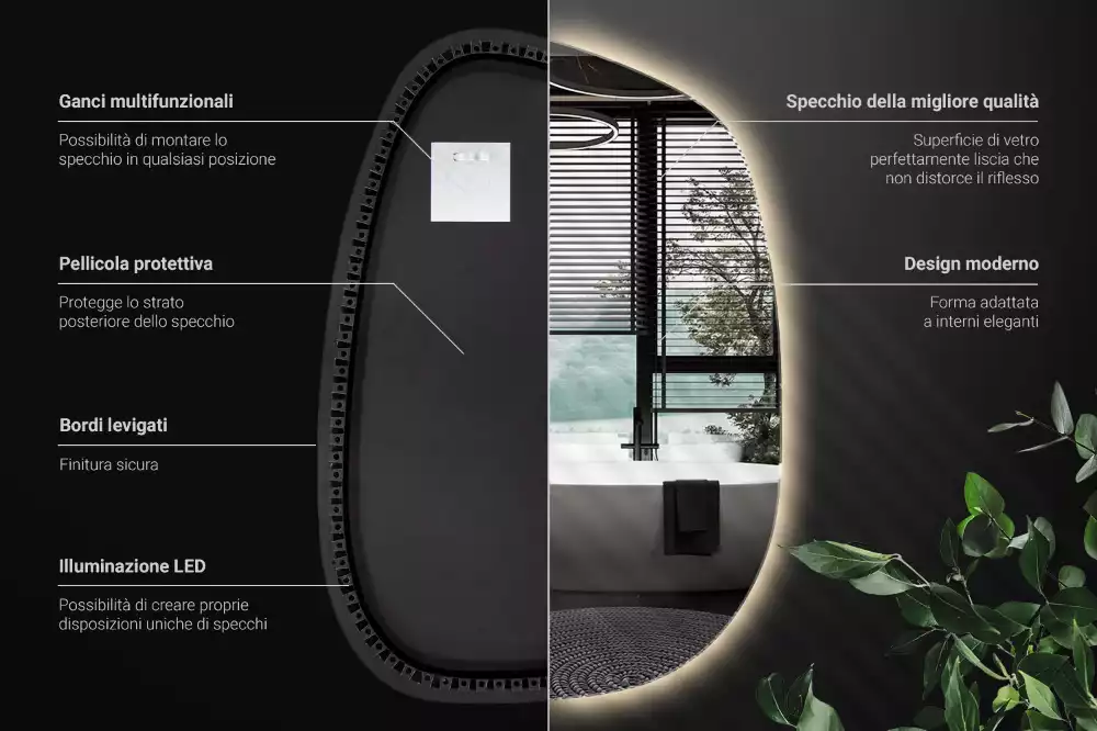 Led spiegel organisch ohne Rahmen