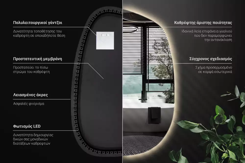 Led spiegel organisch ohne Rahmen