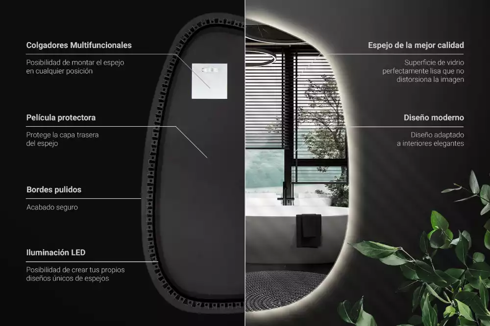 Led spiegel organisch ohne Rahmen