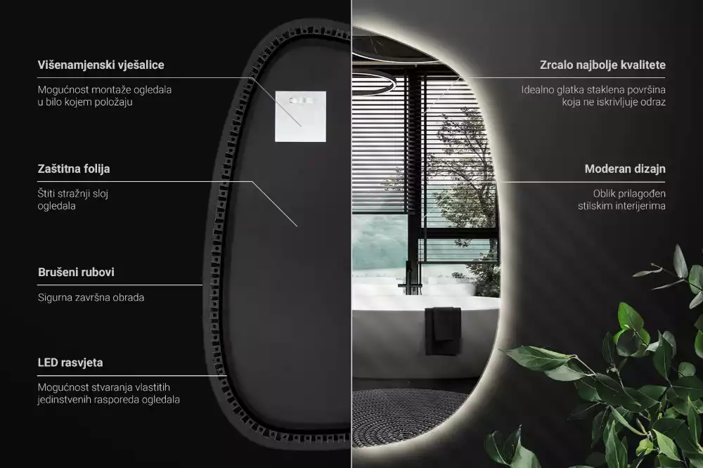 Led spiegel organisch ohne Rahmen