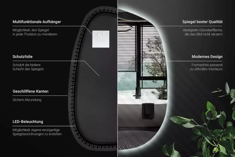 Led spiegel organisch ohne Rahmen