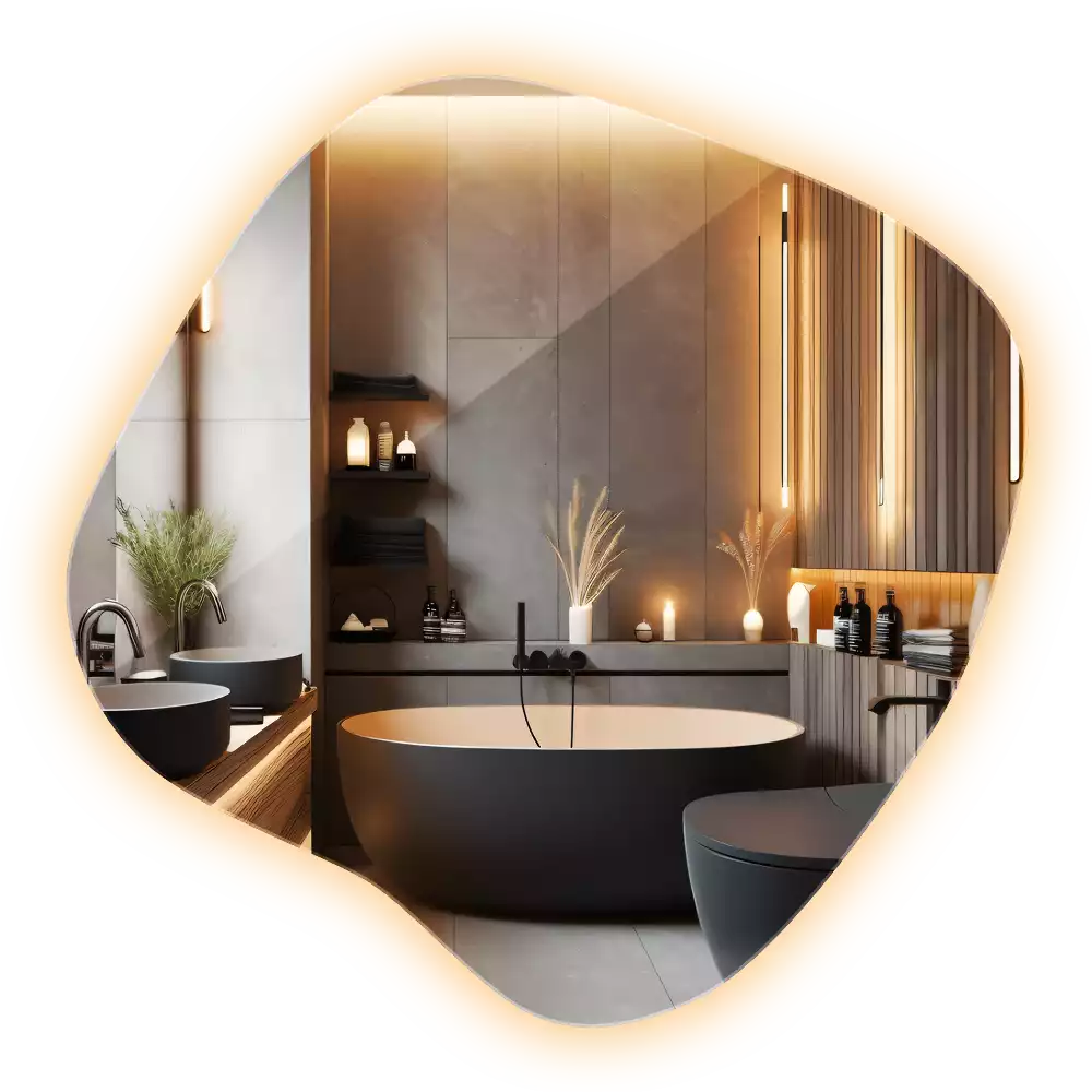 Klecksform Spiegel mit LED-Beleuchtung einzigartig