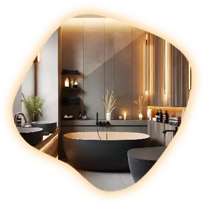 Klecksform Spiegel mit LED-Beleuchtung einzigartig