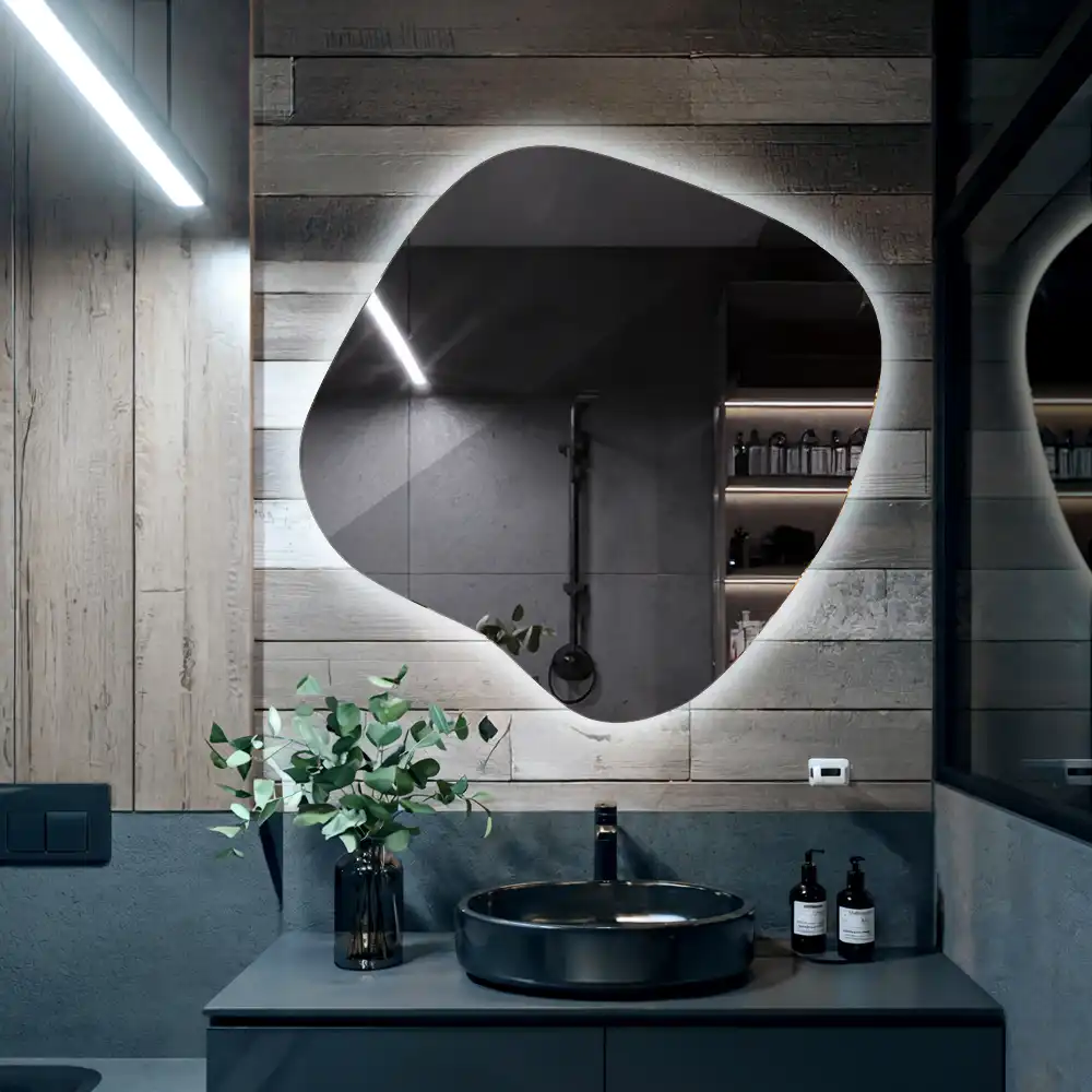 Klecksform Spiegel mit LED-Beleuchtung einzigartig
