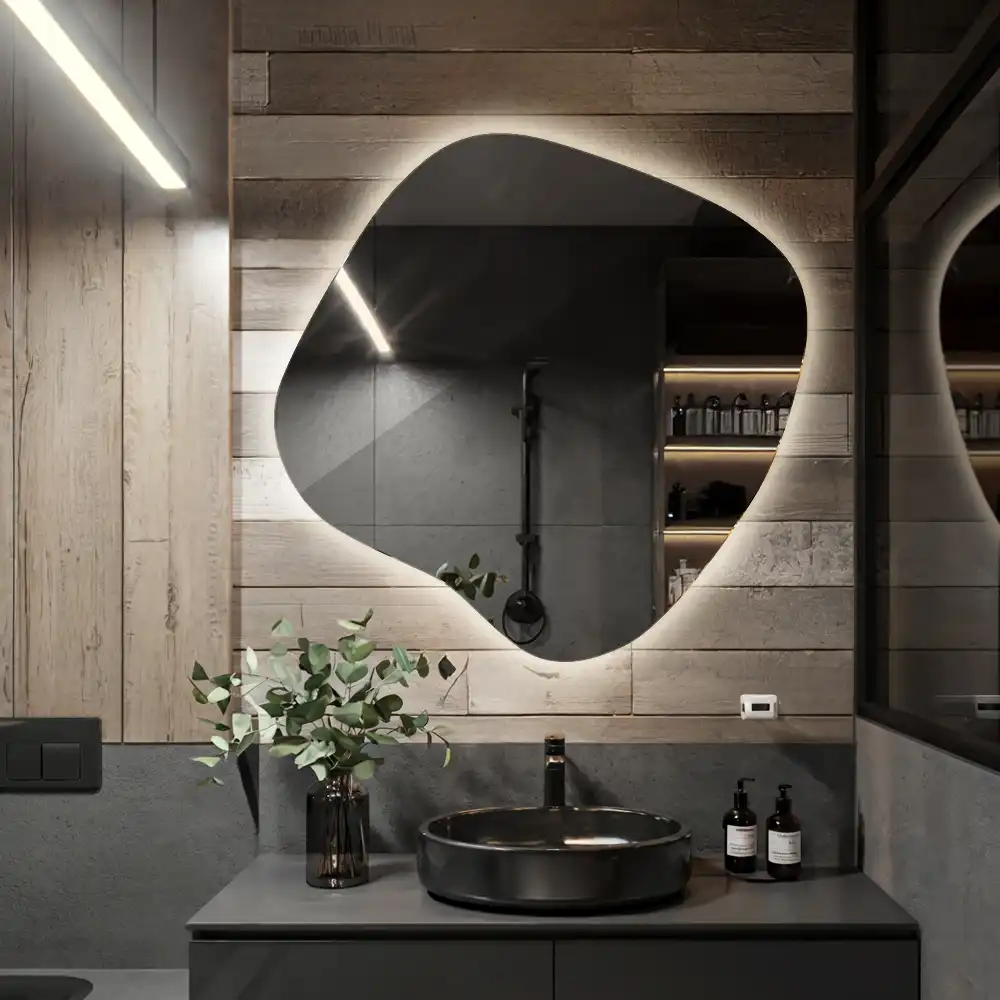 Klecksform Spiegel mit LED-Beleuchtung einzigartig