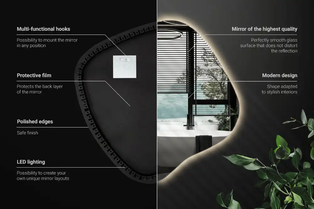 Klecksform Spiegel mit LED-Beleuchtung einzigartig