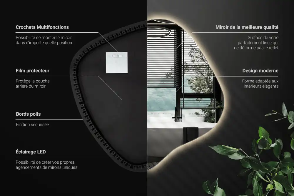 Klecksform Spiegel mit LED-Beleuchtung einzigartig