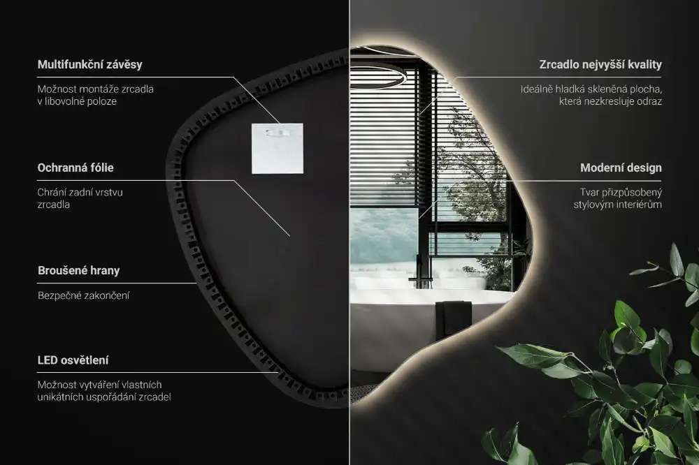 Klecksform Spiegel mit LED-Beleuchtung einzigartig