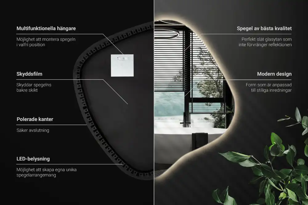 Klecksform Spiegel mit LED-Beleuchtung einzigartig