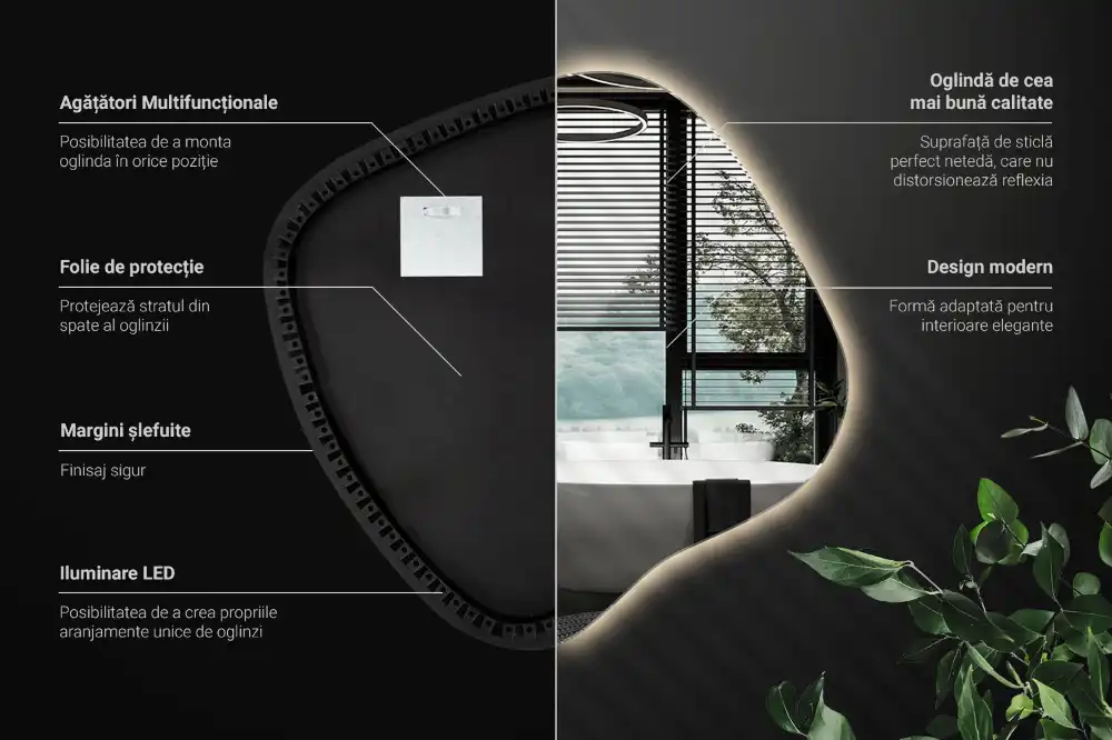 Klecksform Spiegel mit LED-Beleuchtung einzigartig