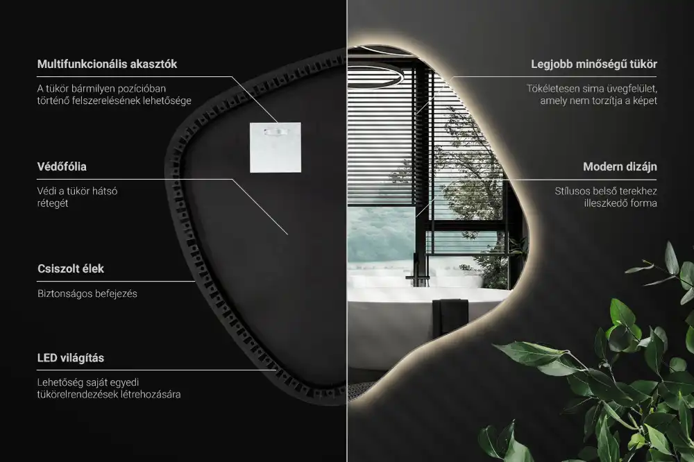 Klecksform Spiegel mit LED-Beleuchtung einzigartig