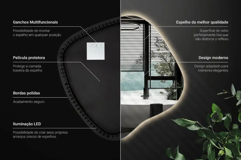 Klecksform Spiegel mit LED-Beleuchtung einzigartig