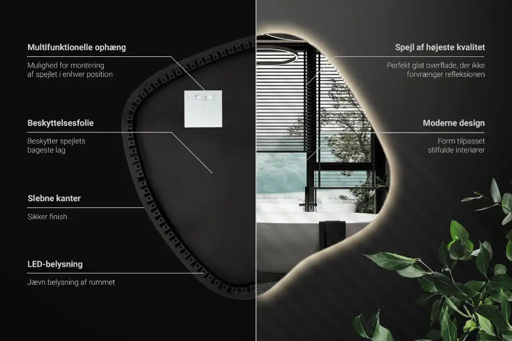 Klecksform Spiegel mit LED-Beleuchtung einzigartig