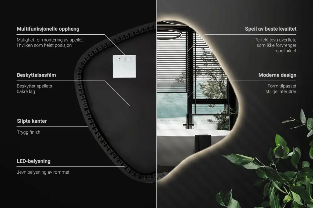 Klecksform Spiegel mit LED-Beleuchtung einzigartig