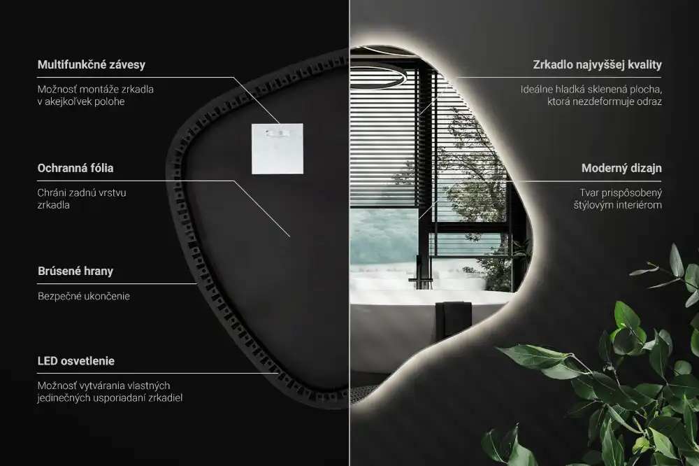 Klecksform Spiegel mit LED-Beleuchtung einzigartig