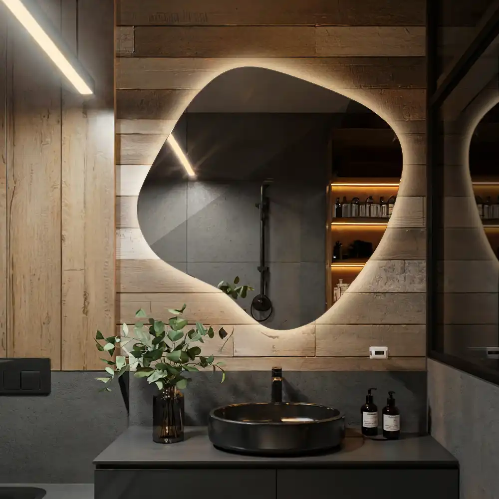 Klecksform Spiegel mit LED-Beleuchtung einzigartig