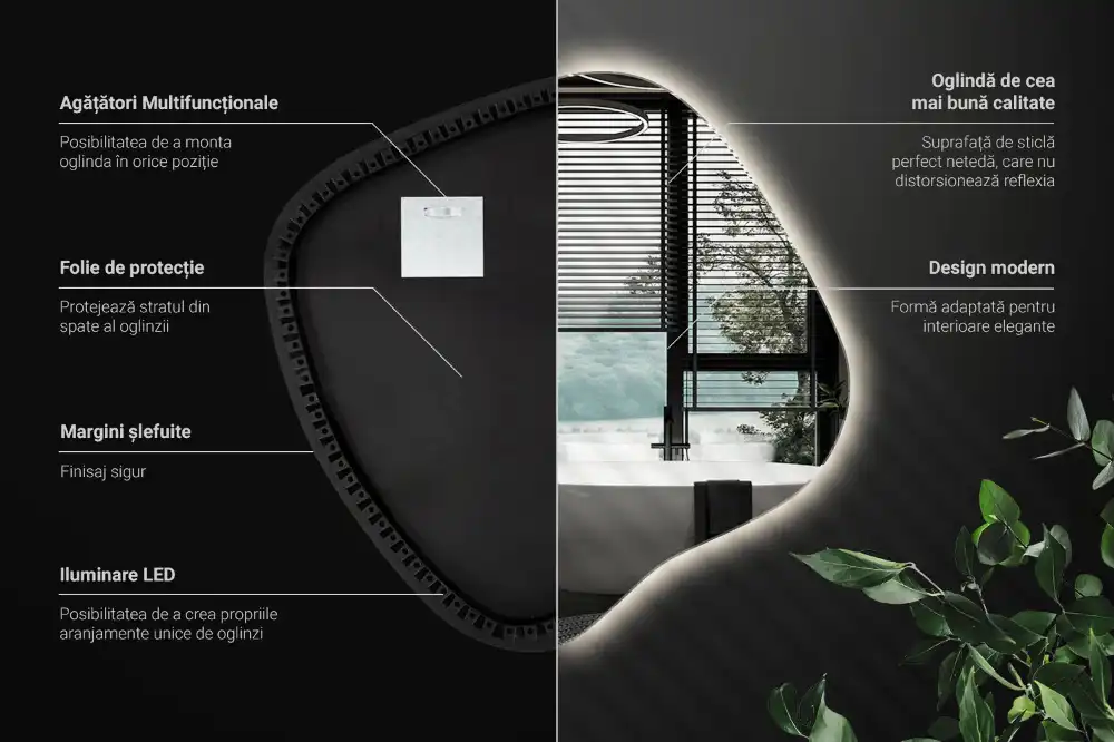 Klecksform Spiegel mit LED-Beleuchtung einzigartig
