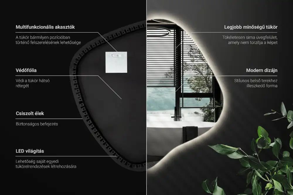 Klecksform Spiegel mit LED-Beleuchtung einzigartig