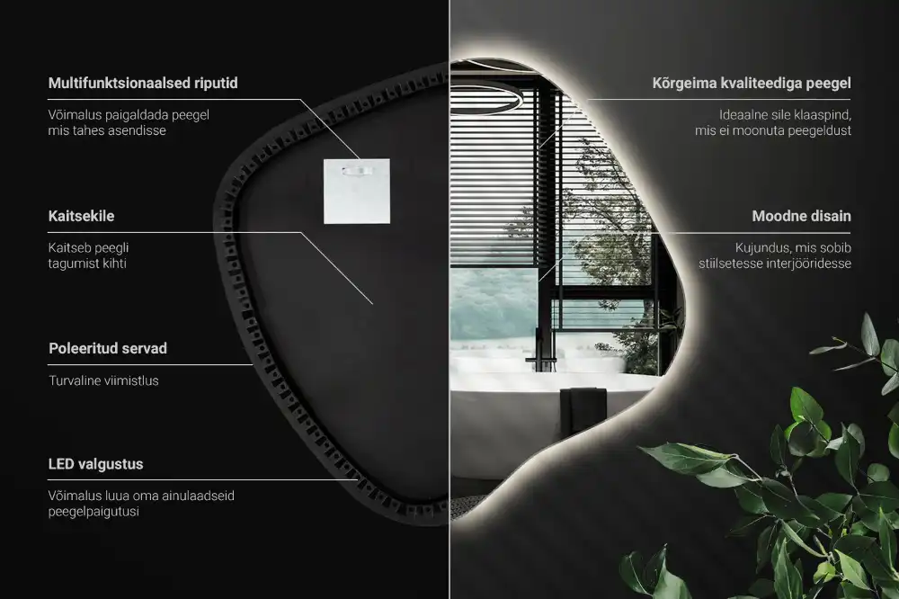 Klecksform Spiegel mit LED-Beleuchtung einzigartig