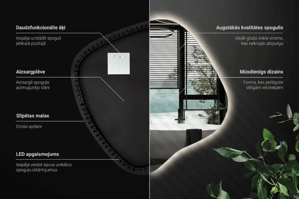 Klecksform Spiegel mit LED-Beleuchtung einzigartig