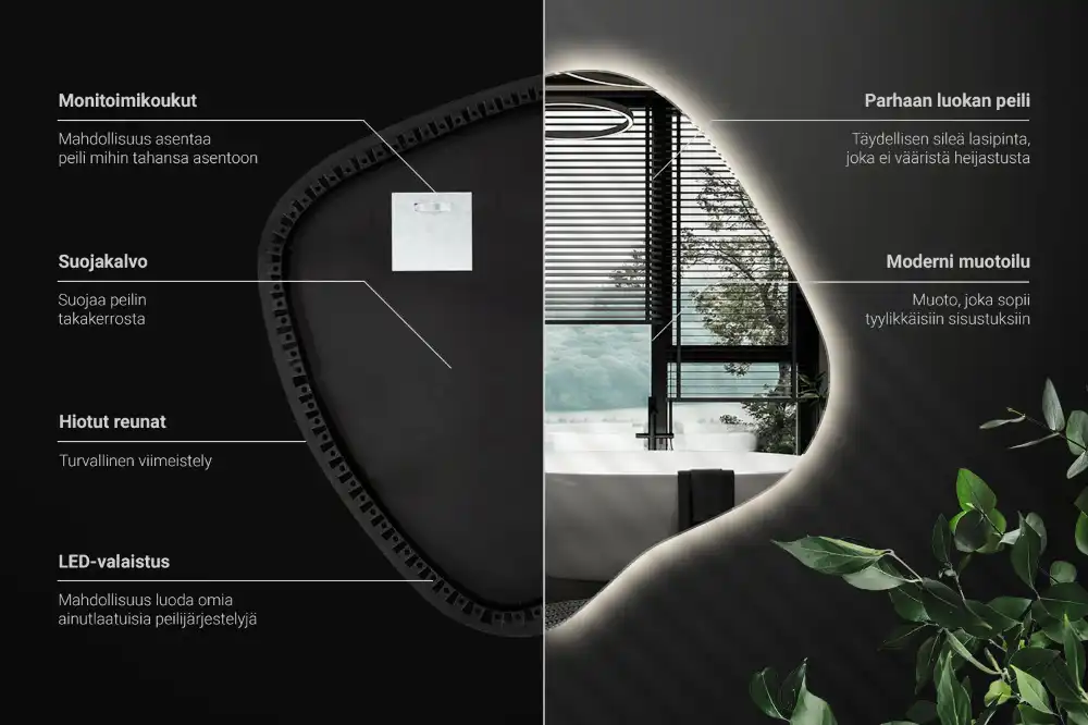 Klecksform Spiegel mit LED-Beleuchtung einzigartig