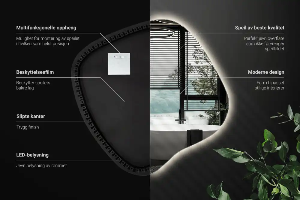 Klecksform Spiegel mit LED-Beleuchtung einzigartig