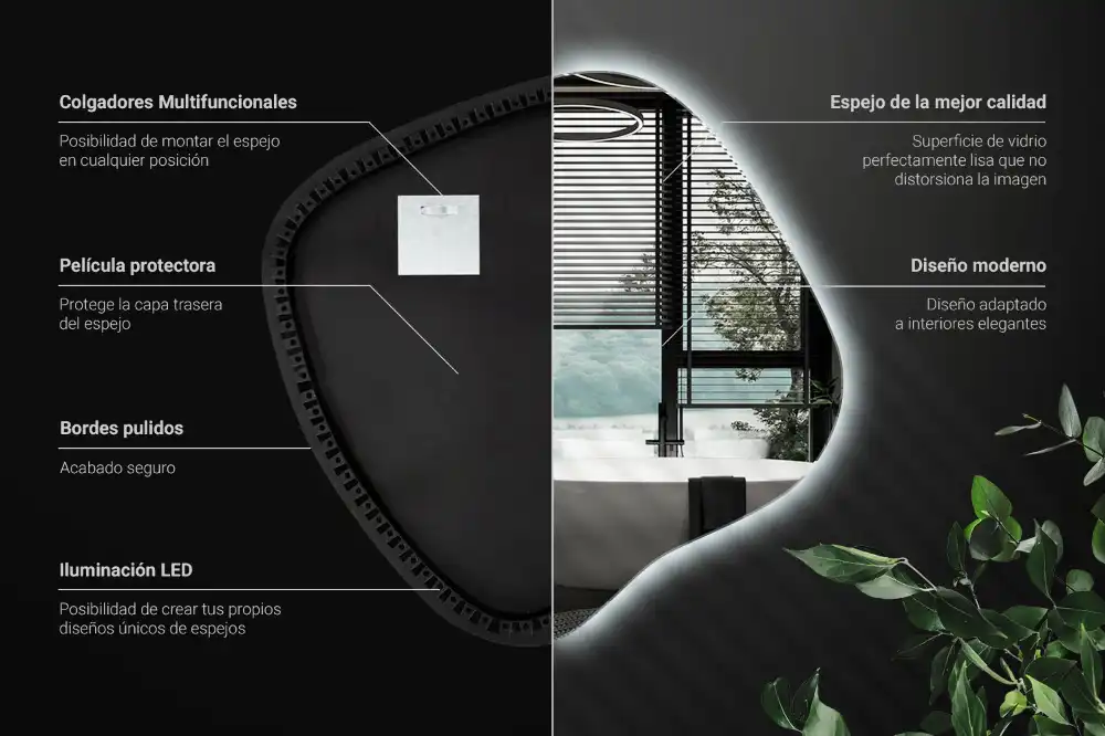 Klecksform Spiegel mit LED-Beleuchtung einzigartig
