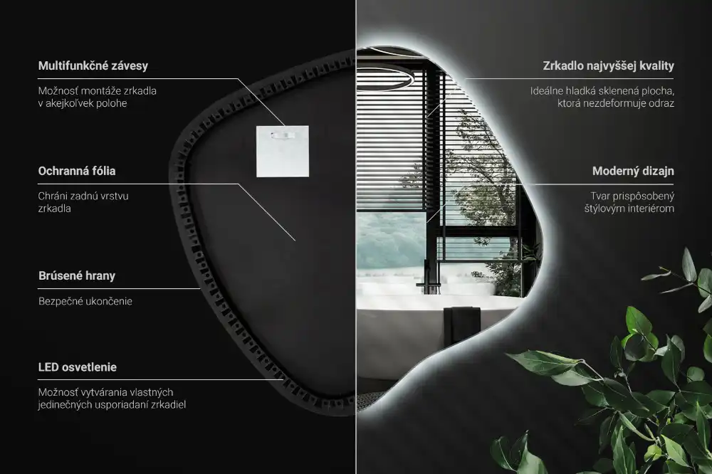 Klecksform Spiegel mit LED-Beleuchtung einzigartig