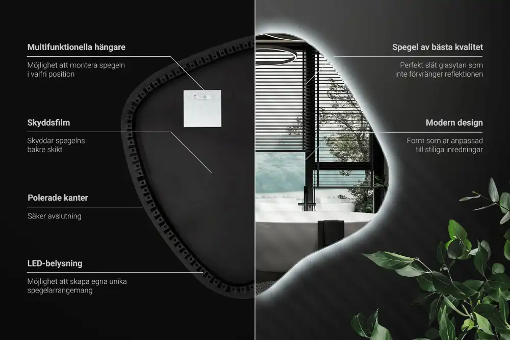 Klecksform Spiegel mit LED-Beleuchtung einzigartig