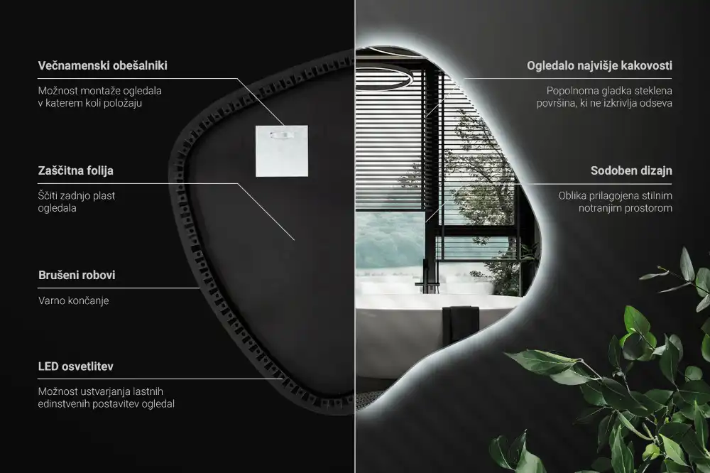 Klecksform Spiegel mit LED-Beleuchtung einzigartig