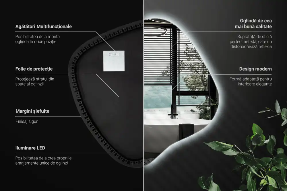 Klecksform Spiegel mit LED-Beleuchtung einzigartig