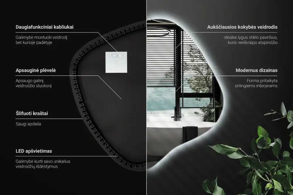 Klecksform Spiegel mit LED-Beleuchtung einzigartig