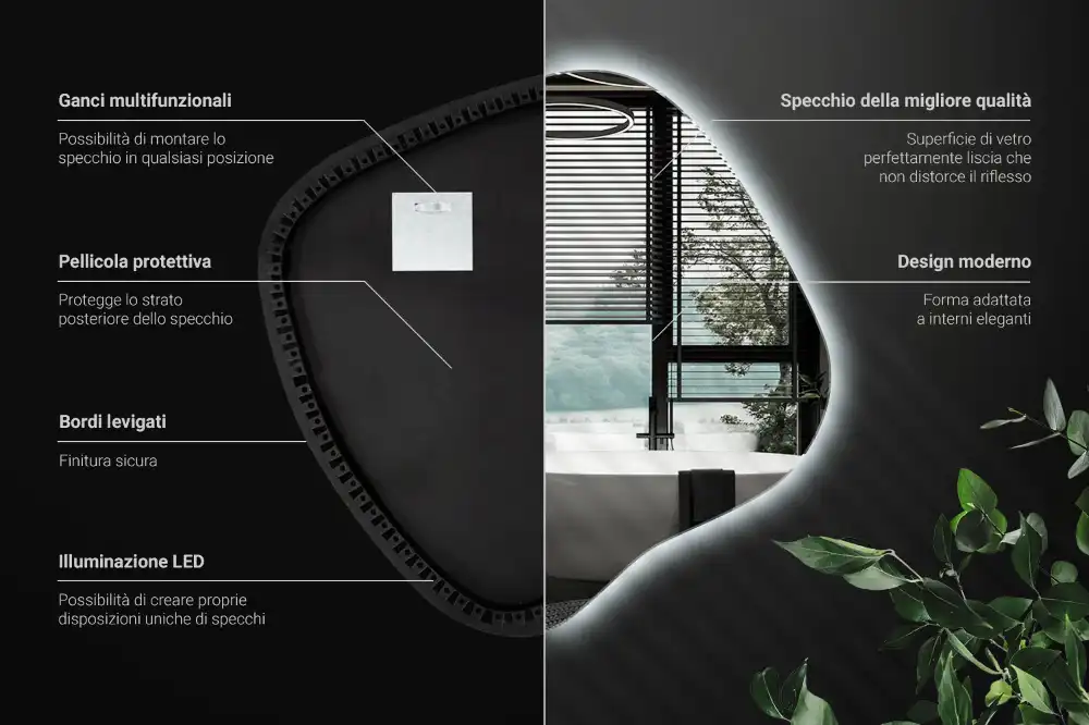 Klecksform Spiegel mit LED-Beleuchtung einzigartig