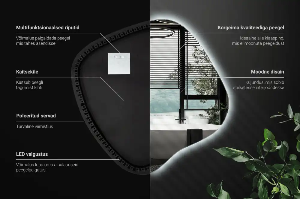 Klecksform Spiegel mit LED-Beleuchtung einzigartig