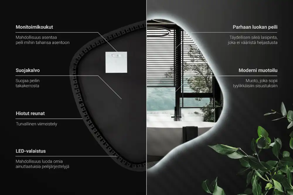 Klecksform Spiegel mit LED-Beleuchtung einzigartig