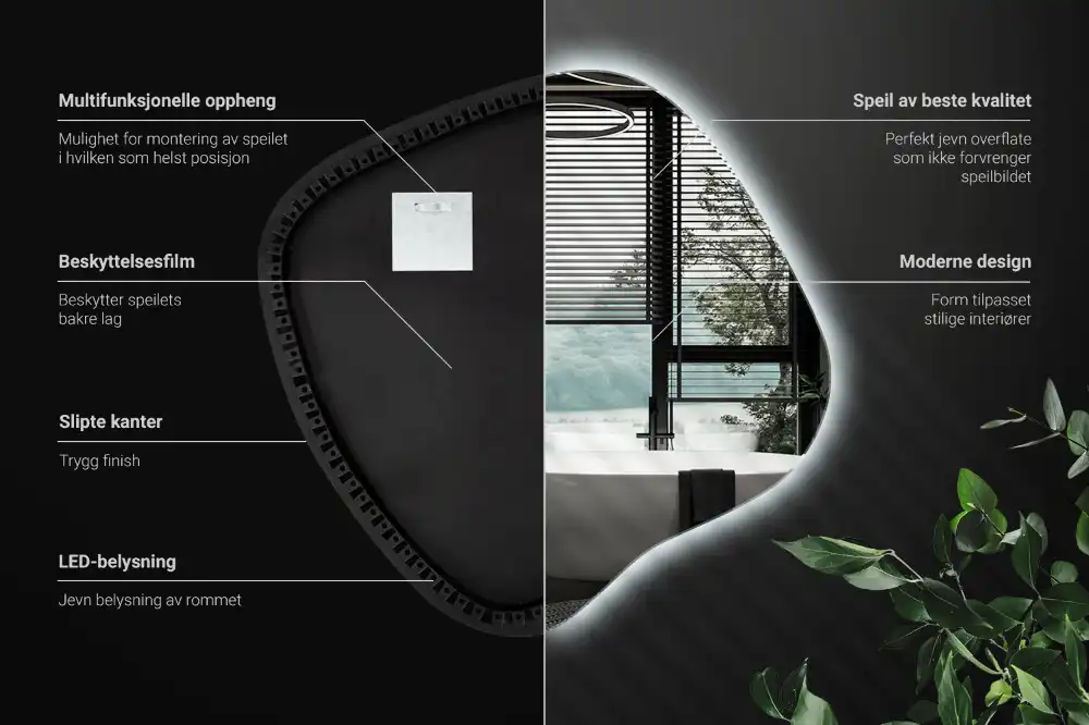 Klecksform Spiegel mit LED-Beleuchtung einzigartig