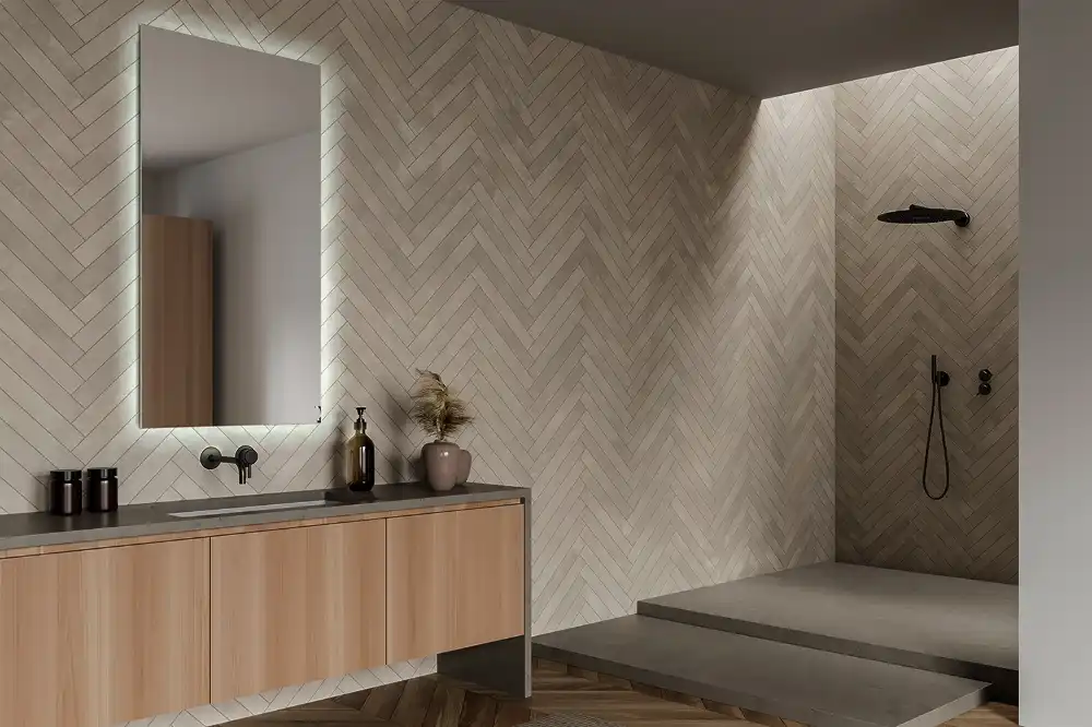 Rechteckiger spiegel mit LED-hintergrundbeleuchtung