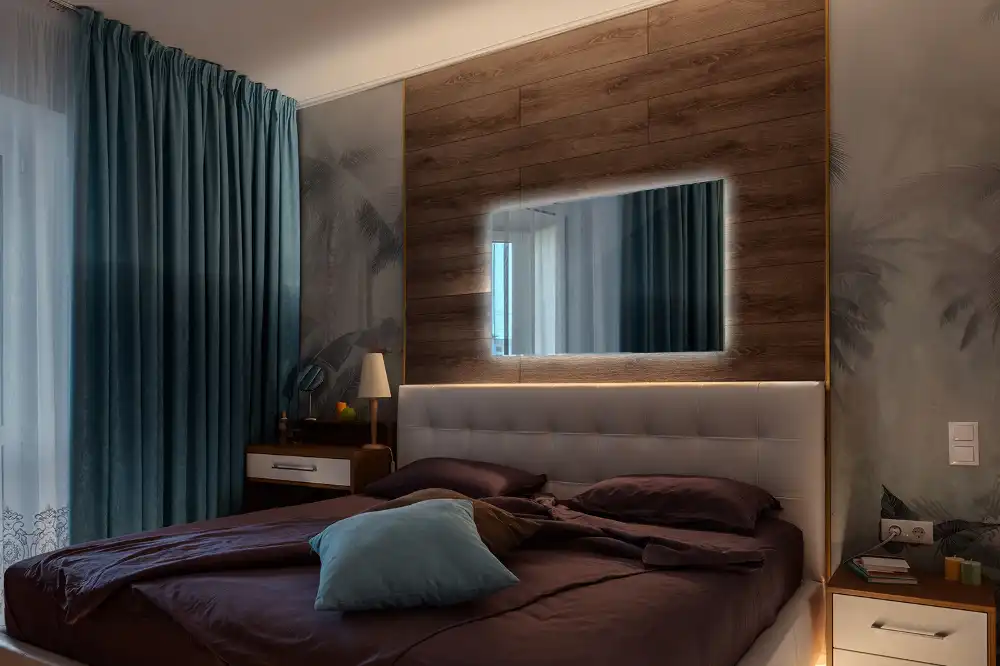 Rechteckiger spiegel mit LED-hintergrundbeleuchtung